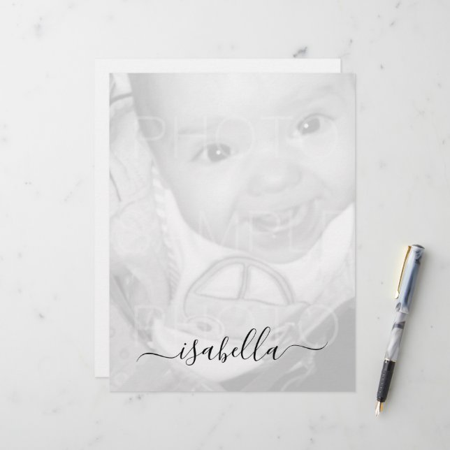 Anpassen des Monogrammnamens Ihres Schwarz-weißen  Briefbogen (Vorderseite/Rückseite Beispiel)