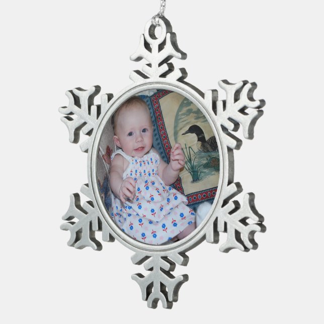 Anpassen des Name-Fotos oder eines Artworks Schneeflocken Zinn-Ornament (Rechts)
