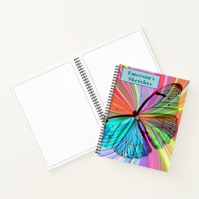 Anpassen des Rainbow-Butterfly-Sketchbuchs Notizbuch (Innenseite)