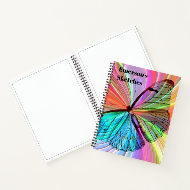 Anpassen des Rainbow-Butterfly-Sketchbuchs Notizbuch (Innenseite)