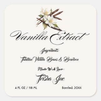 Anpassen des Vanilla Extract-Produkts für kleine U Quadratischer Aufkleber