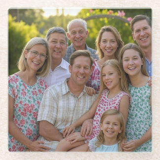 Anpassen des Wiedersehen-Fotos der Familie hinzufü Glasuntersetzer