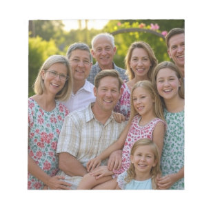 Anpassen des Wiedersehen-Fotos der Familie hinzufü Notizblock