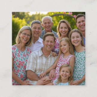 Anpassen des Wiedersehen-Fotos der Familie hinzufü Quadratische Visitenkarte