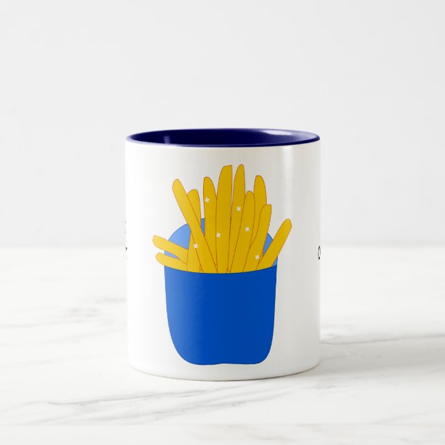 Anpassen dieser französischen Fries-Grafik Zweifarbige Tasse (Mittel)