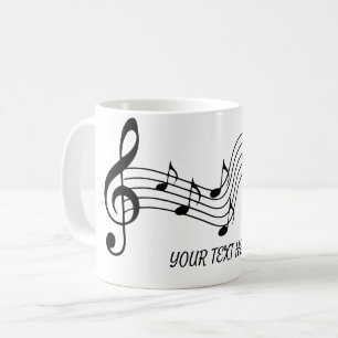 Anpassen einfacher Schwarz-weißer Musiknote Kaffeetasse