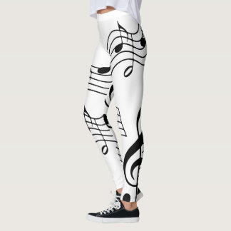 Anpassen einfacher Schwarz-weißer Musiknote Leggings