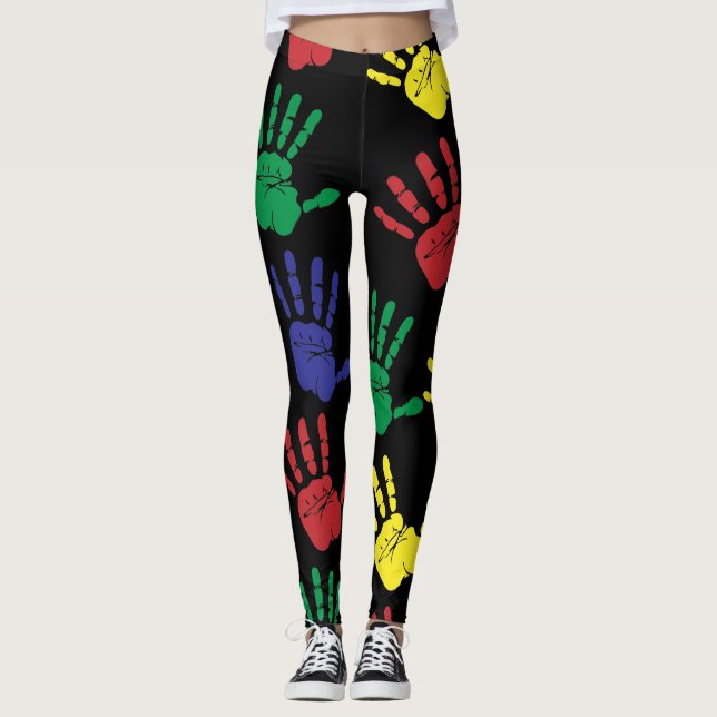 Anpassen farbiger Handprints Leggings (Vorderseite)