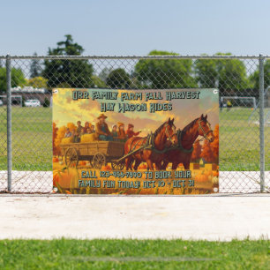 Anpassen Farm Herbsternte Pferdewagenfahrt Banner