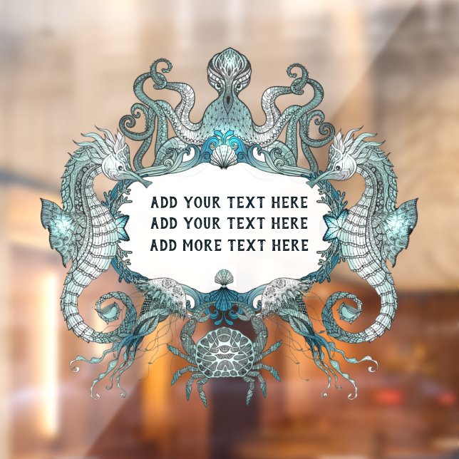 Anpassen generischer Seepferd Krabben-Oktopus-Naut Fensteraufkleber (Blatt 2)