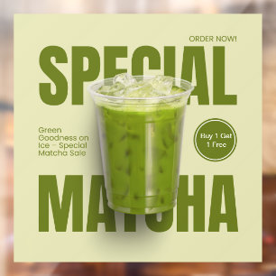Anpassen Grün Fett Eis-Matcha-Werbung Fensteraufkleber