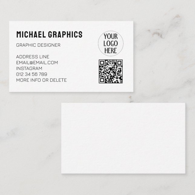 Anpassen Ihres Schwarz-weißen Firmenlogos QR-Code Visitenkarte (Vorne/Hinten)
