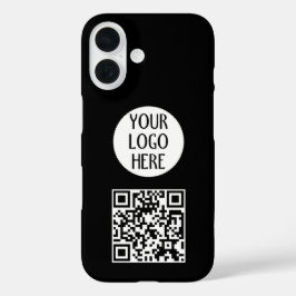 Anpassen Ihres Schwarz-weißen QR-Firmenlogos iPhone 16 Hülle