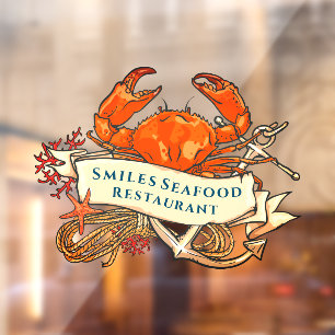 Anpassen Krabbe Meeresfrüchte Anker Restaurant Fro Fensteraufkleber