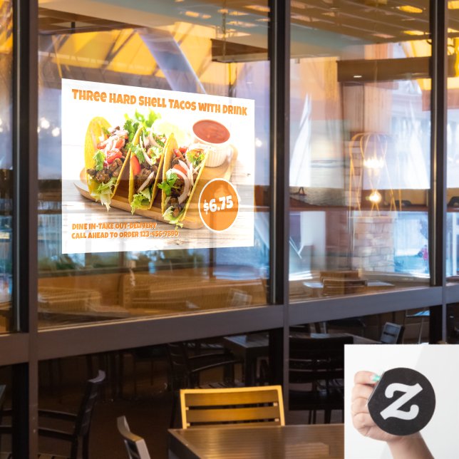 Anpassen mexikanische Lebensmittel harte Muschel T Fensteraufkleber (Restaurantfenster)