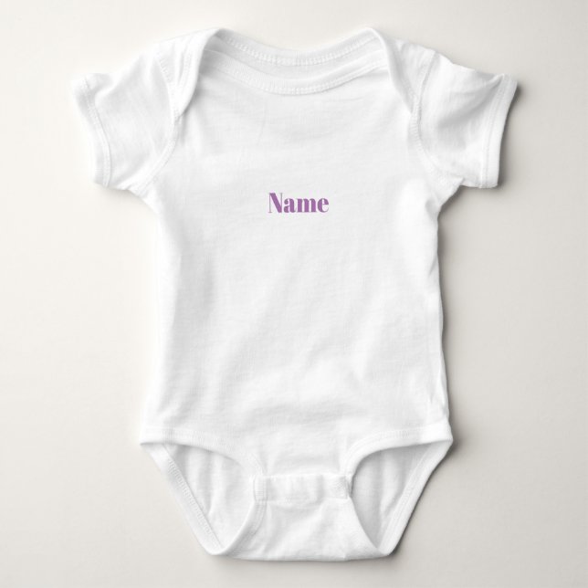 Anpassen mit Name, minimalistischem Text weiß Baby Strampler (Vorderseite)