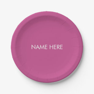 Anpassen mit Namen, minimalistischem dunklem Rosa Pappteller