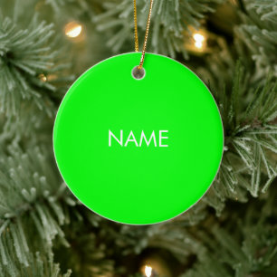 Anpassen mit Namen, minimalistischem Neon grün Keramik Ornament