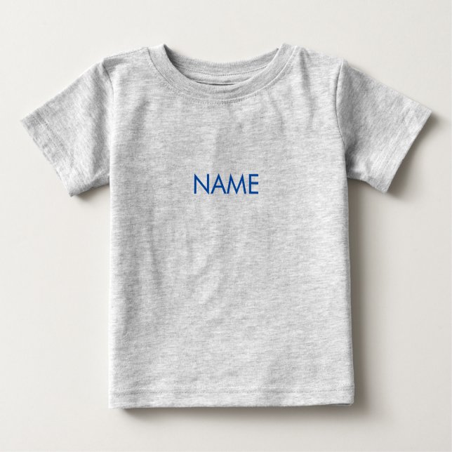 Anpassen mit Namen, minimalistischen blauen Buchst Baby T-shirt (Vorderseite)