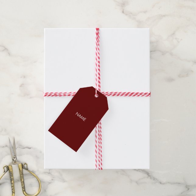 Anpassen mit Namen, Text minimalistischer Maroon w Geschenkanhänger (Mit Garn)