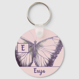 Anpassen nach Name Butterfly Button-Schlüsselanhän Schlüsselanhänger