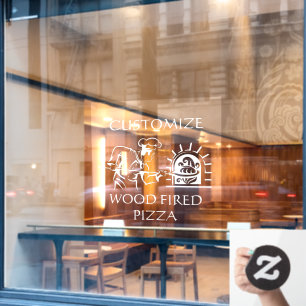 Anpassen Pizza Chef Gebrannter Backsteinofen Pizze Fensteraufkleber