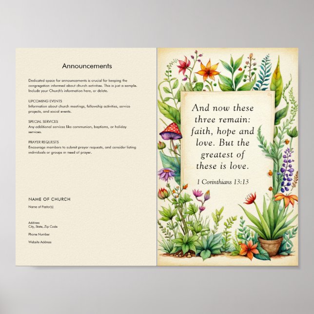 Anpassen und Herunterladen von Church Bulletin Poster (Vorne)