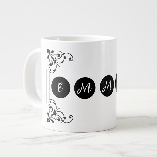 Anpassen von 5 Buchstaben für Geschenke und gelieb Jumbo-Tasse (Vorderseite Links)