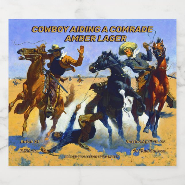 Anpassen von Cowboy mit einer detaillierten Zuhaus Bierflaschenetikett (Einzelnes Label)