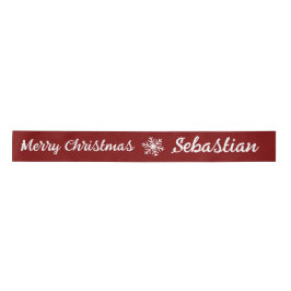 Anpassen von Feiertag und Name Red Ribbon Satinband