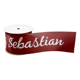 Anpassen von Feiertag und Name Red Ribbon Satinband