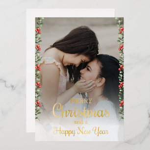 Anpassen von Foto Wreath Frohe Weihnachten Folien Feiertagskarte