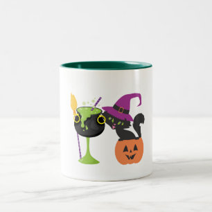 Anpassen von Halloween-Hexenkatze Tw Zweifarbige Tasse