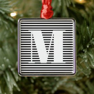 Anpassen von Monogramm Anfangsstreifen Weihnachten Ornament Aus Metall