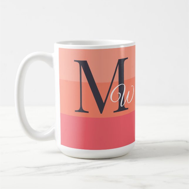 Anpassen von Monogramm-Initialen für Peach-Farbblö Kaffeetasse (Links)