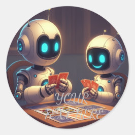 Anpassen von Namenstext-Robotern beim Kartenspiele Runder Aufkleber