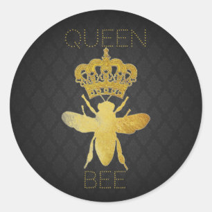 Anpassen von QUEEN BEE Damask Gold Geschenksticker Runder Aufkleber