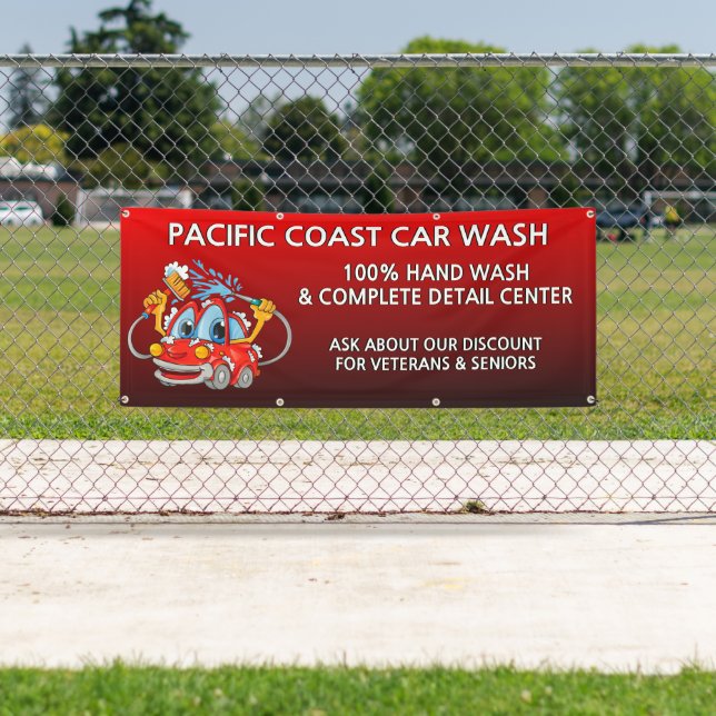 Anpassen von Red Car Wash Comical Toon Business Banner (Insitu)