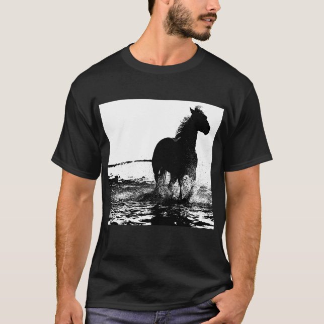 Anpassen von Running Horse Pop Art Trendy Template T-Shirt (Vorderseite)
