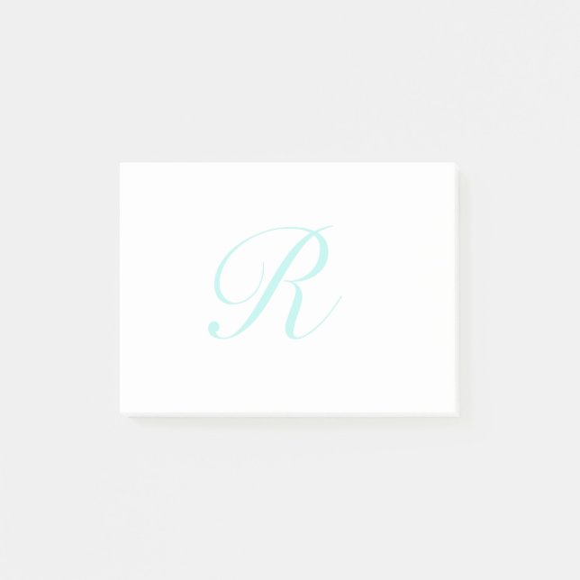 Anpassen von Script Monogram, Light Aquamarin Post-it Klebezettel (Vorderseite)