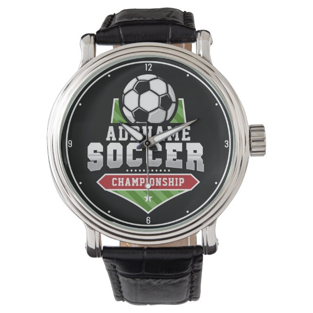Anpassen von Soccer ADD TEXT Varsity Team Player Armbanduhr (Vorderseite)