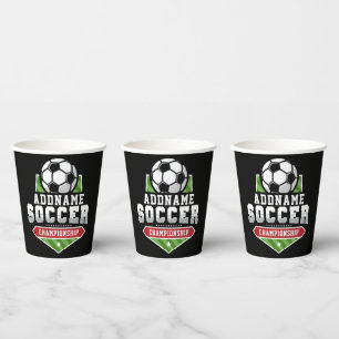 Anpassen von Soccer ADD TEXT Varsity Team Player Pappbecher
