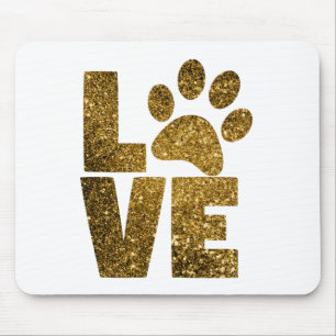 Anpassen von Text der Liebe des Goldenen Glitzer m Mousepad