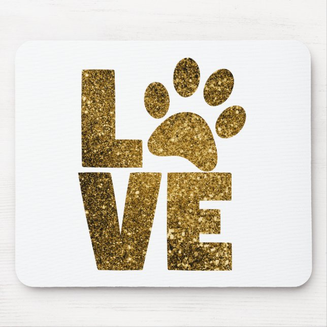 Anpassen von Text der Liebe des Goldenen Glitzer m Mousepad (Vorne)