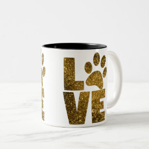 Anpassen von Text der Liebe des Goldenen Glitzer m Zweifarbige Tasse