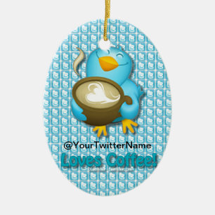Anpassen von W/ Ihrem Twitter Coffee Bird Keramikornament