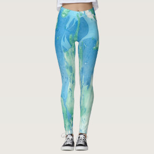Anpassung Blau Grün Moderne Abstrakt Leggings