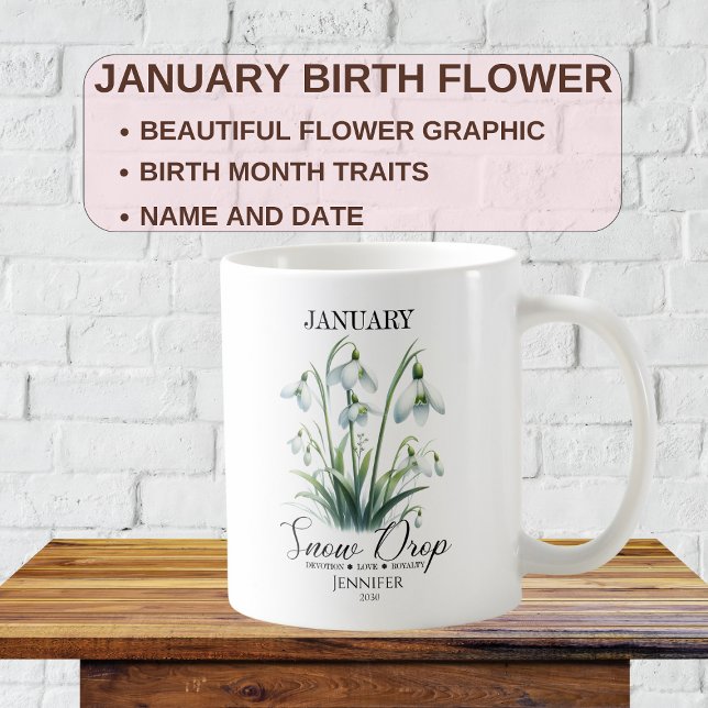 Anpassung Januar Geburtstag Blume Schnee fallen Kaffeetasse (Von Creator hochgeladen)