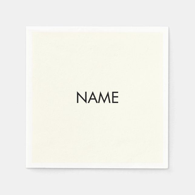 Anpassung mit Namen, Text minimalistisch schwarzen Serviette (Vorderseite)