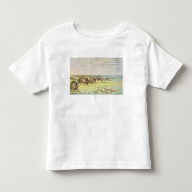 Anpirschender Büffel Kleinkind T-shirt (Vorderseite)
